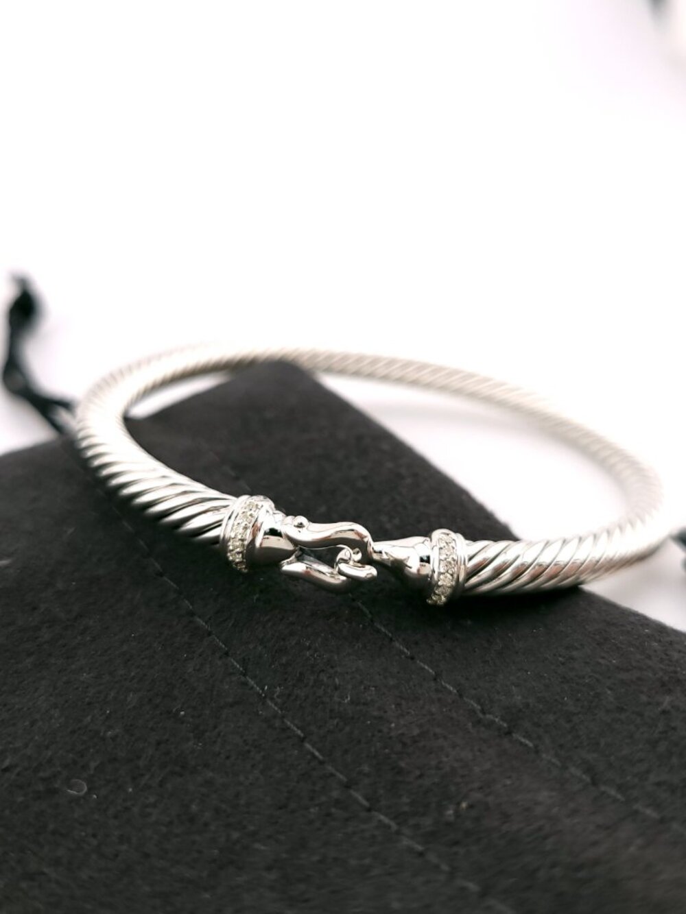 DAVID YURMAN Cable Classic Buckle Bracelet with Diamonds in Sterling Silver 6.25